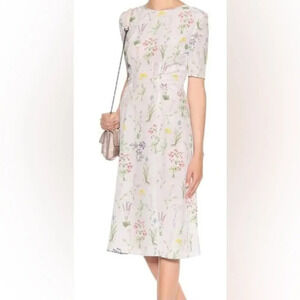 Altuzarra A-Line Sylvia Botanical Floral Print Midi Silk Dress 14/16